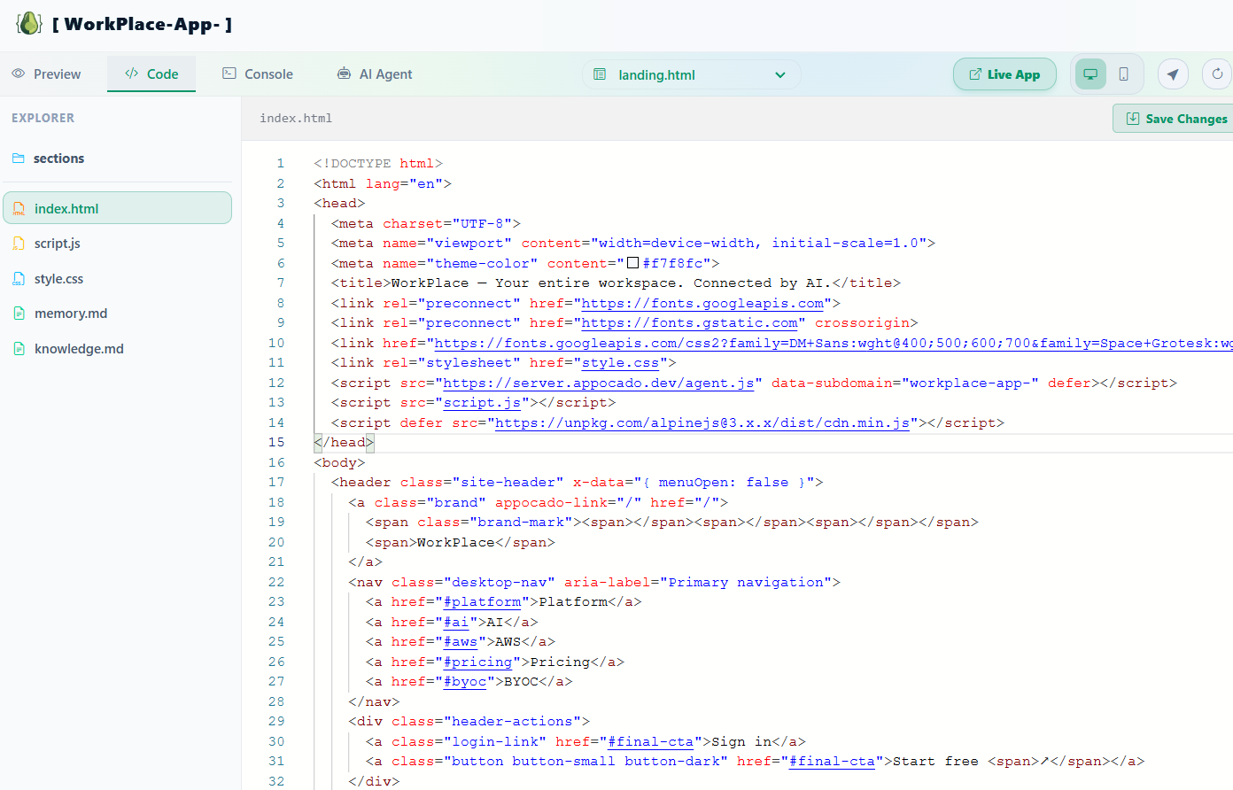 Inbuilt Code Editing